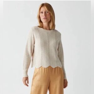 Michael star Lakin Cropped Crew Neck Pullover sweater in Chalk size L